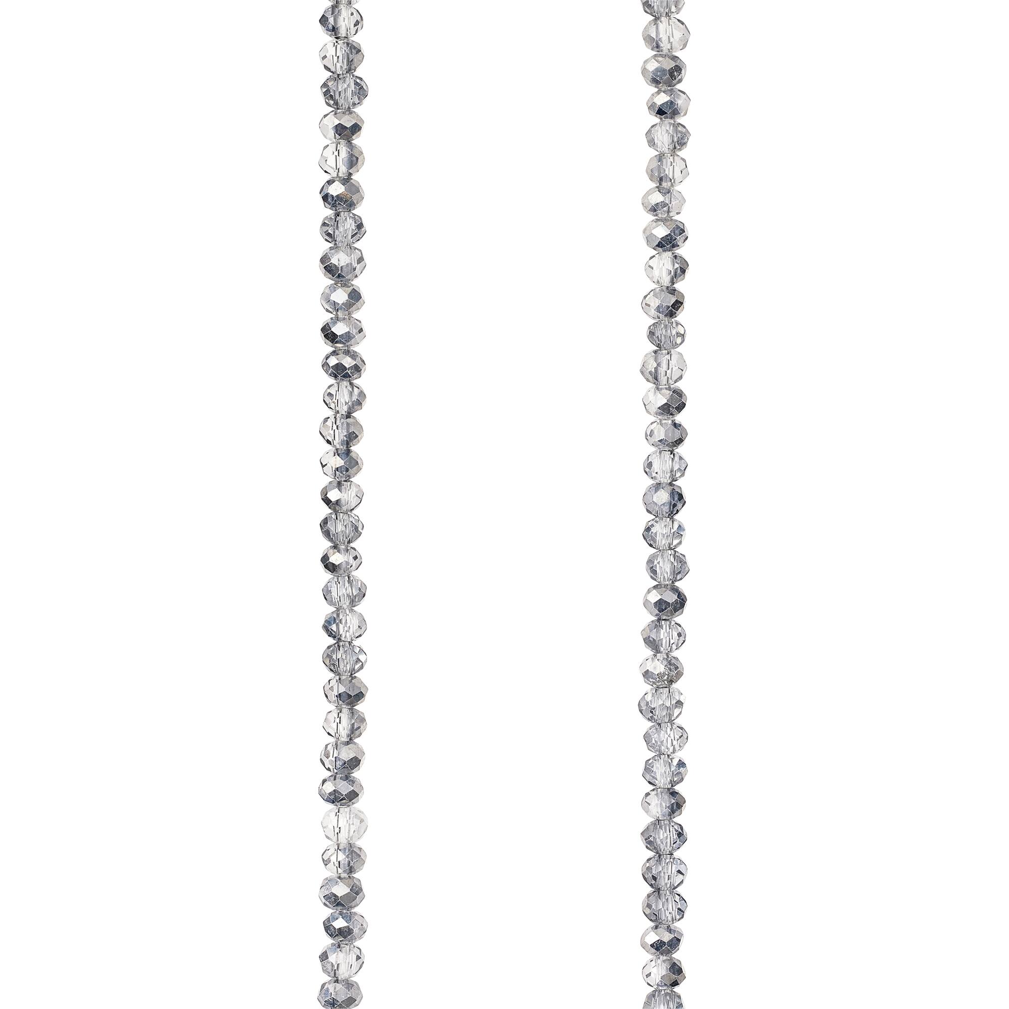 Silver Luster Glass Faceted Rondelle Beads, 3mm by Bead Landing™
